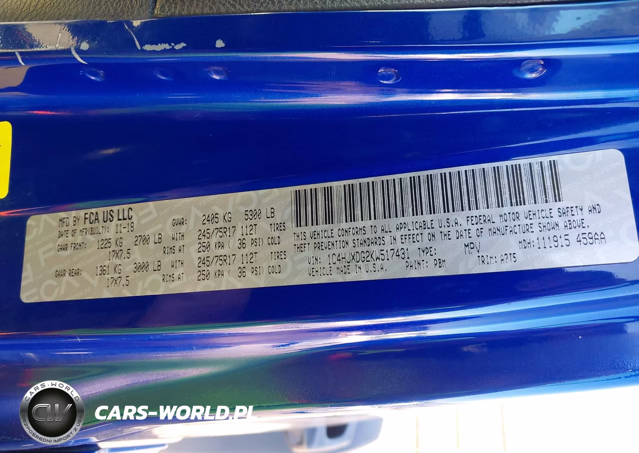 2019 Jeep Wrangler Unlimited Sport S 4X4 VIN:1C4HJXDG2KW517431 - 9