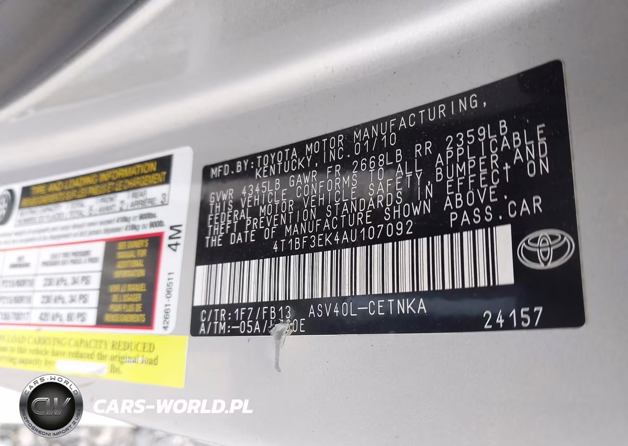2010 Toyota Camry Le VIN:4T1BF3EK4AU107092 - 9