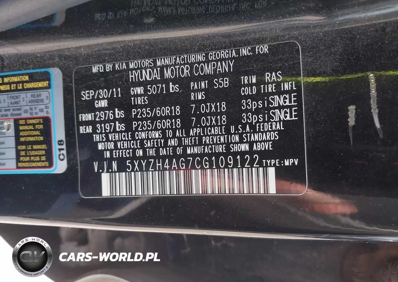 2012 Hyundai Santa Fe Se VIN:5XYZH4AG7CG109122 - 9