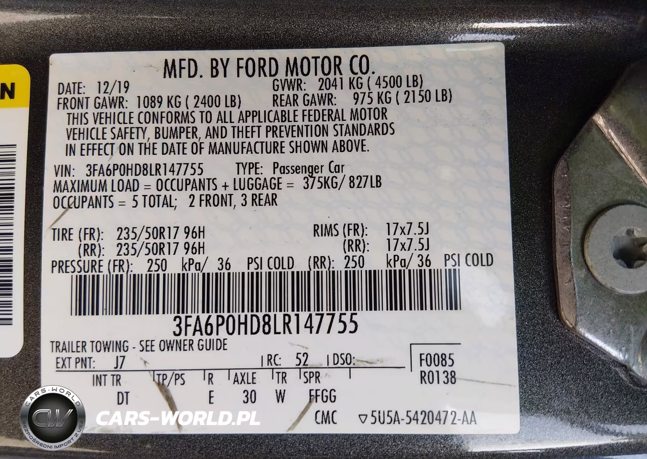 2020 Ford Fusion Se VIN:3FA6P0HD8LR147755 - 9