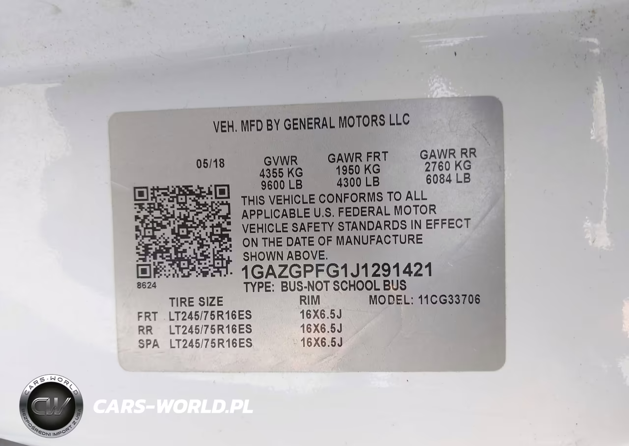 2018 Chevrolet Express 3500 Lt VIN:1GAZGPFG1J1291421 - 9