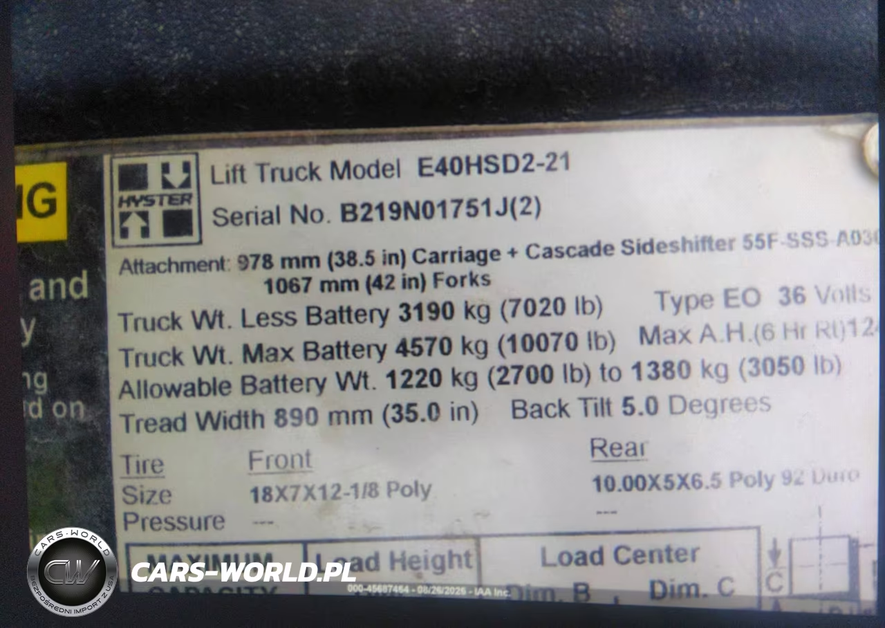 2011 Hyster Forklift VIN:B219N01751J2 - 9