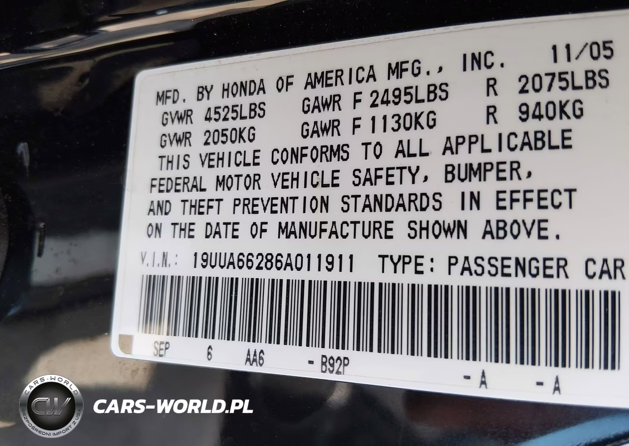 2006 Acura Tl VIN:19UUA66286A011911 - 9