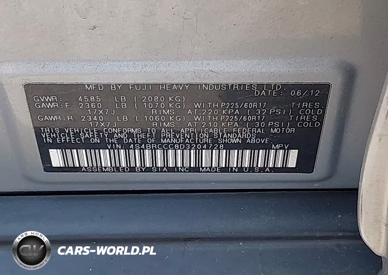 2013 Subaru Outback 2.5I Premium VIN:4S4BRCCC8D3204728 - 9