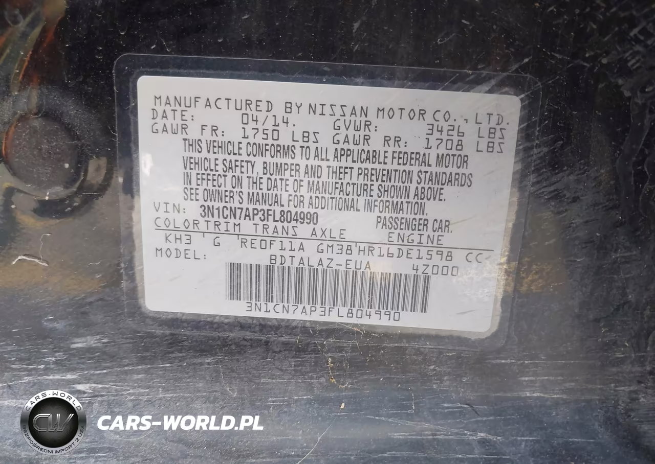 2015 Nissan Versa 1.6 S+ VIN:3N1CN7AP3FL804990 - 9