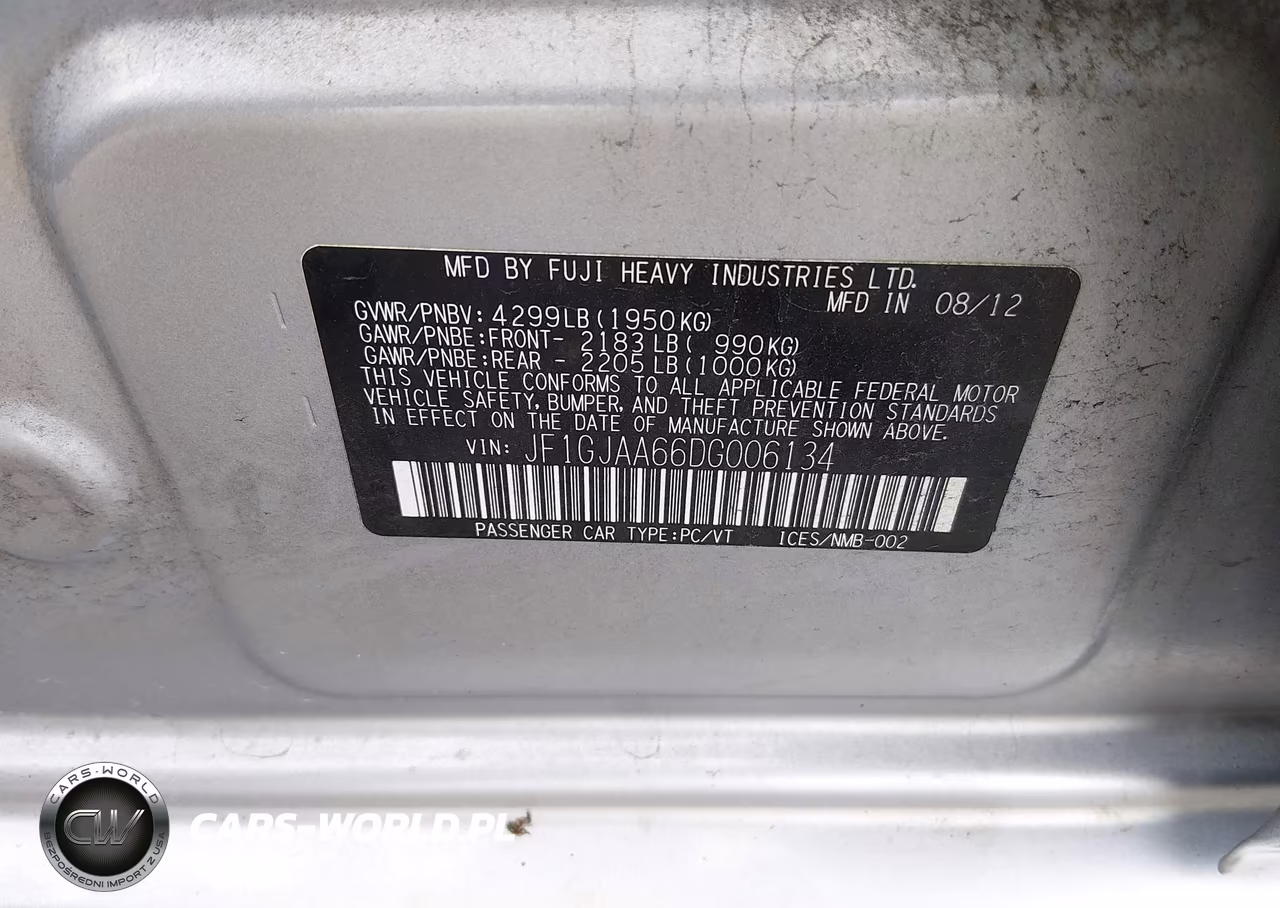 2013 Subaru Impreza 2.0I VIN:JF1GJAA66DG006134 - 9