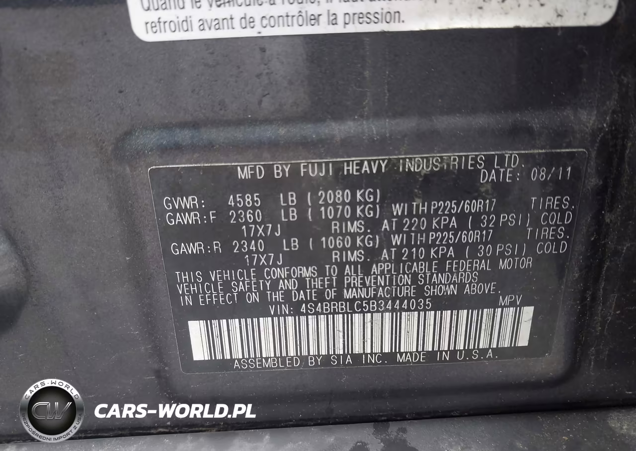 2011 Subaru Outback 2.5I Limited VIN:4S4BRBLC5B3444035 - 9