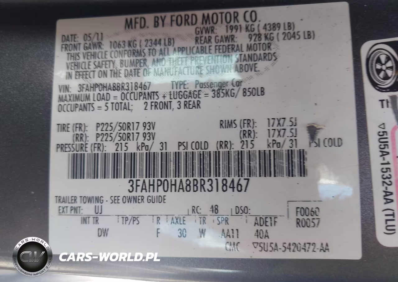 2011 Ford Fusion Se VIN:3FAHP0HA8BR318467 - 9