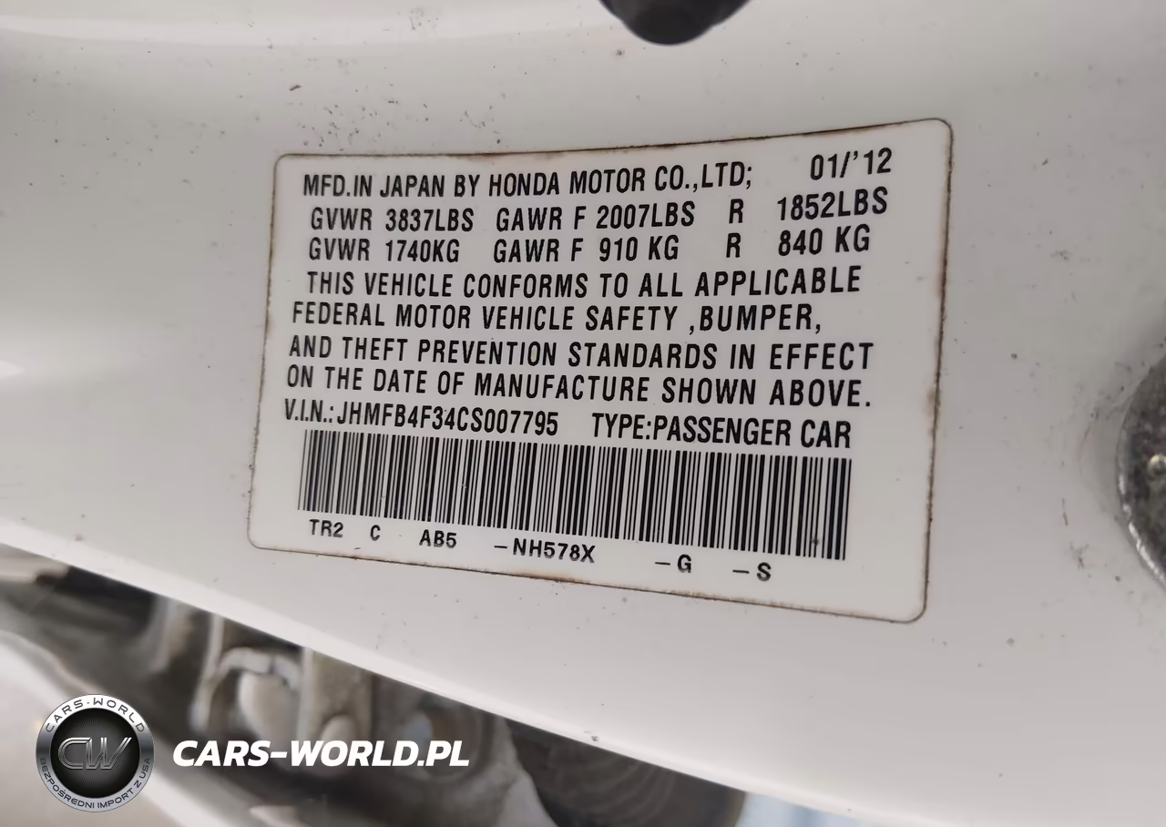 2012 Honda Civic Hybrid VIN:JHMFB4F34CS007795 - 9