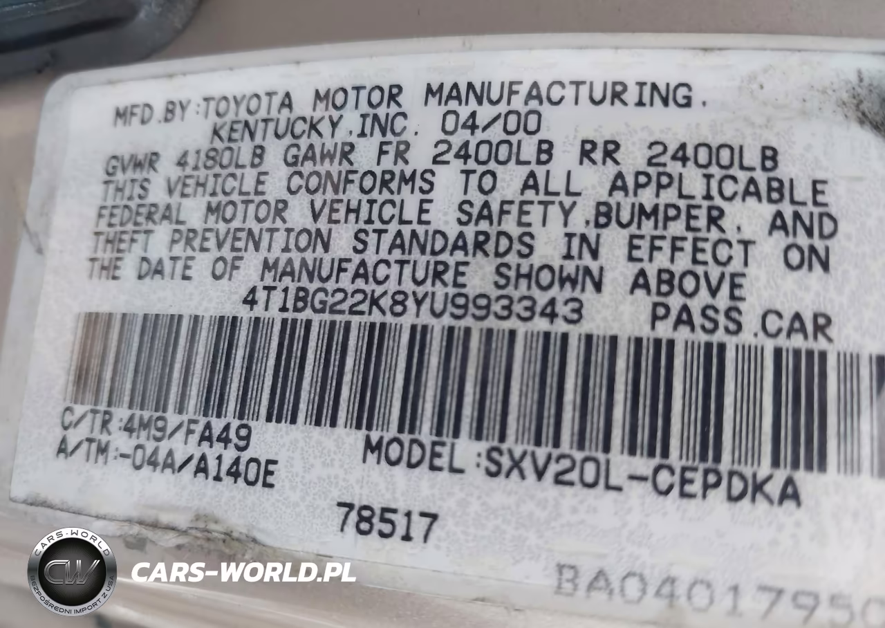2000 Toyota Camry Ce VIN:4T1BG22K8YU993343 - 9