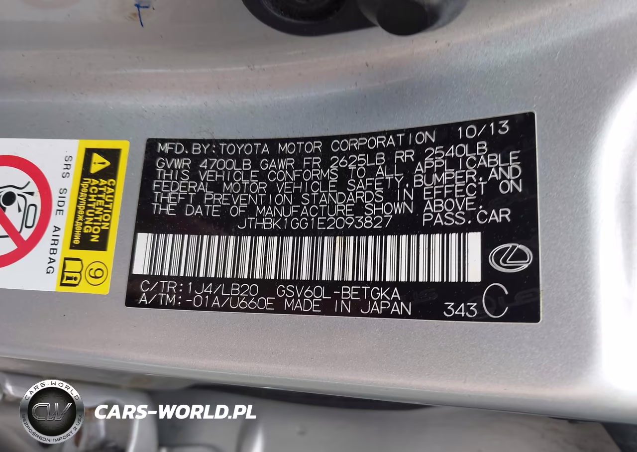 2014 Lexus Es 350 VIN:JTHBK1GG1E2093827 - 9