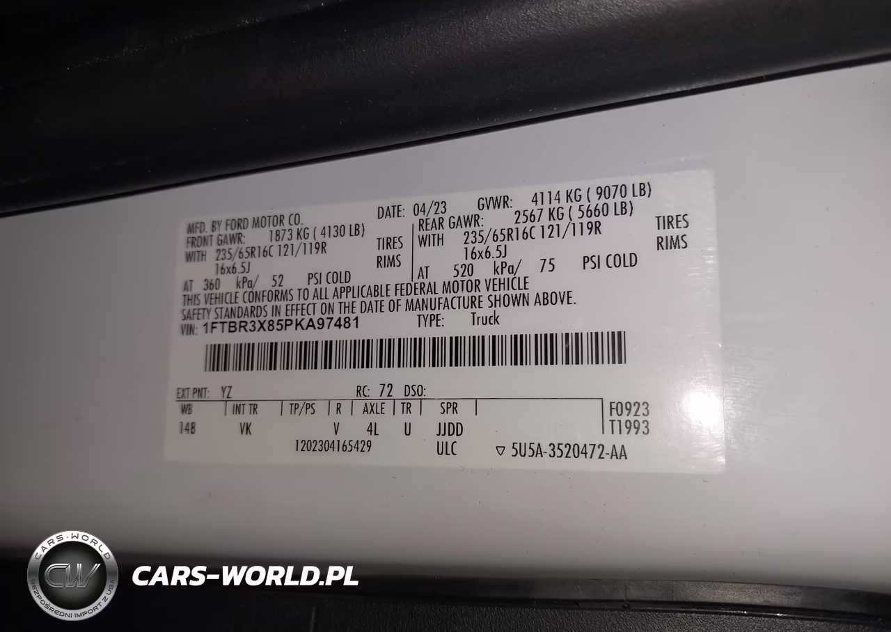 2023 Ford Transit-250 Cargo Van VIN:1FTBR3X85PKA97481 - 9