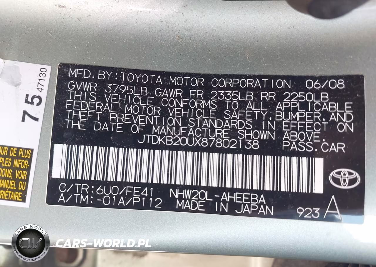 2008 Toyota Prius VIN:JTDKB20UX87802138 - 9