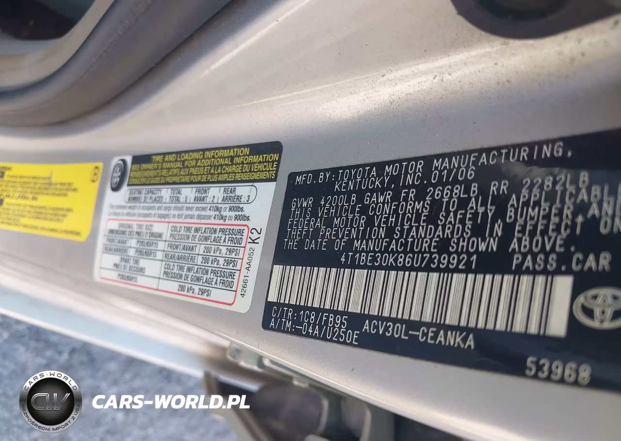 2006 Toyota Camry Le VIN:4T1BE30K86U739921 - 9