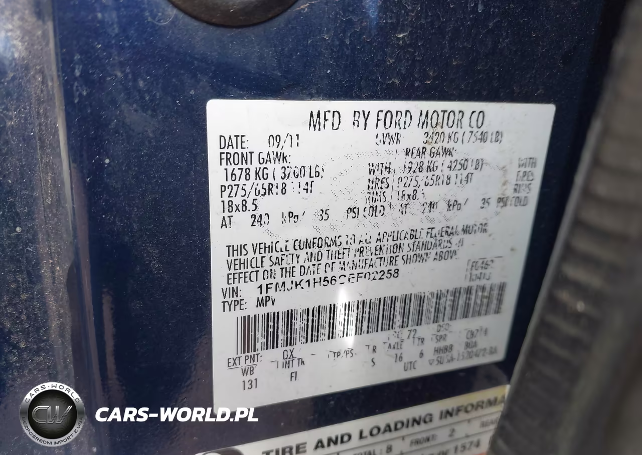 2012 Ford Expedition El Xlt VIN:1FMJK1H56CEF02258 - 9