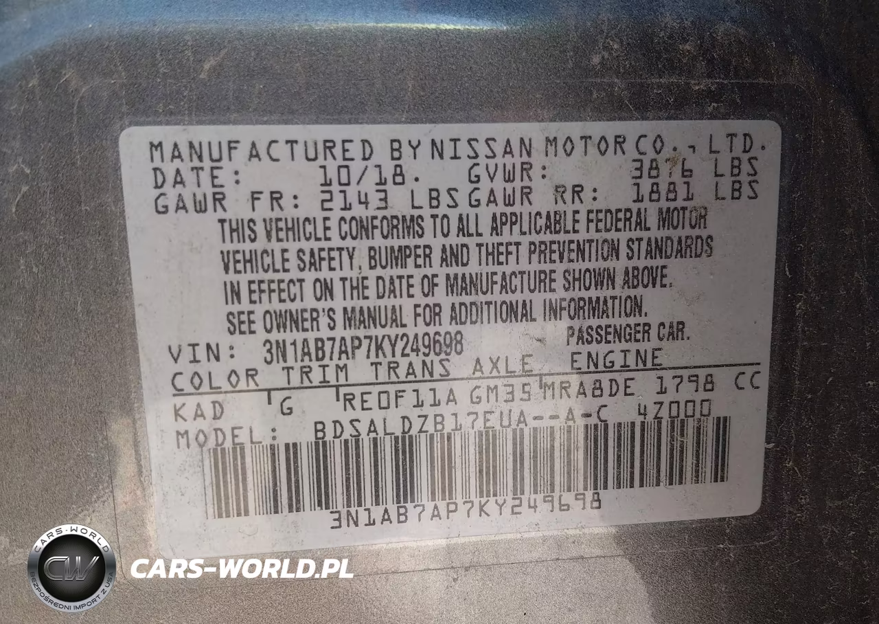 2019 Nissan Sentra Sv VIN:3N1AB7AP7KY249698 - 9