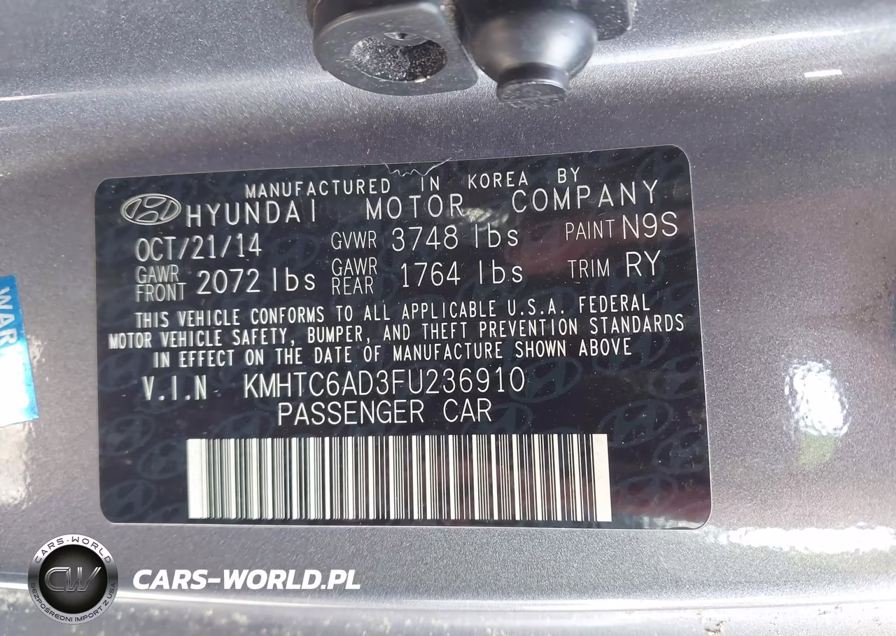 2015 Hyundai Veloster VIN:KMHTC6AD3FU236910 - 9