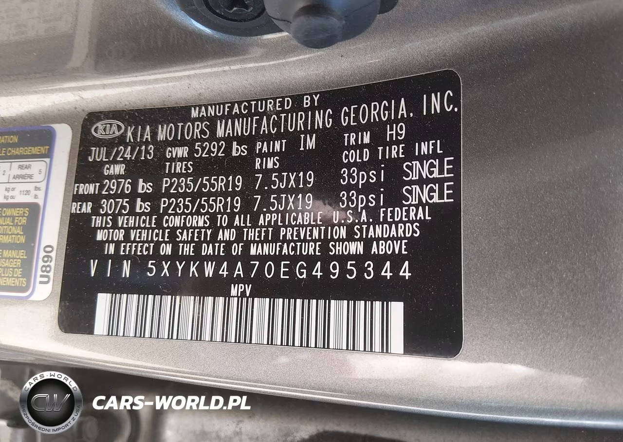 2014 Kia Sorento Sx VIN:5XYKW4A70EG495344 - 9