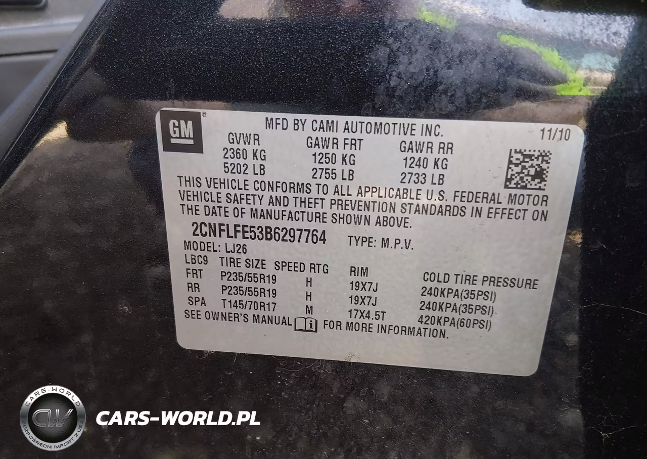 2011 Chevrolet Equinox Ltz VIN:2CNFLFE53B6297764 - 9