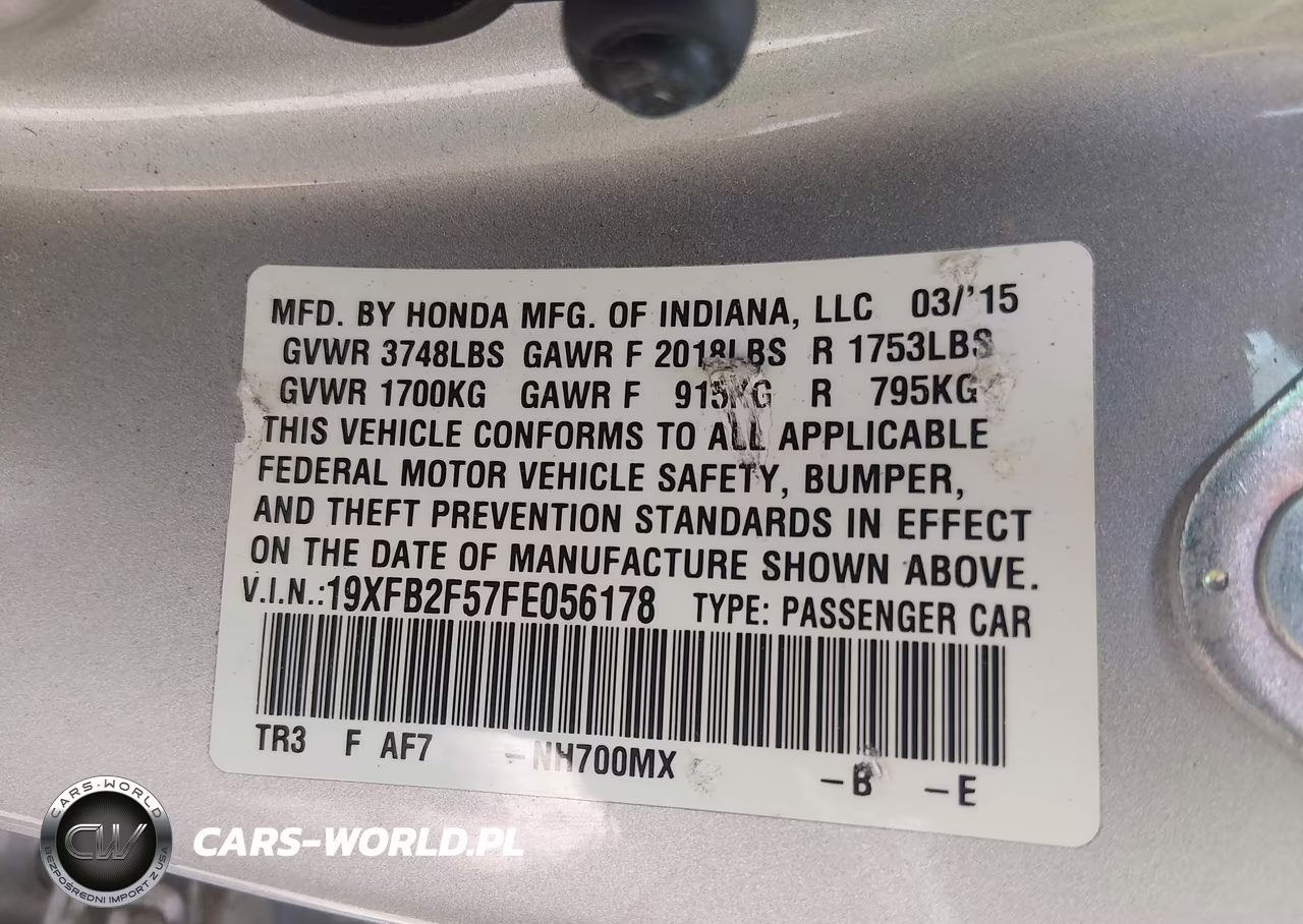 2015 Honda Civic Lx VIN:19XFB2F57FE056178 - 9