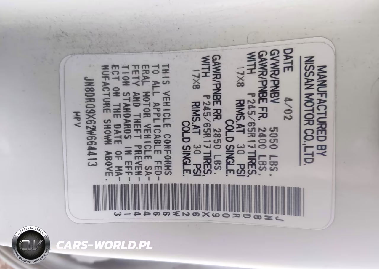 2002 Nissan Pathfinder Le VIN:JN8DR09X62W664413 - 9