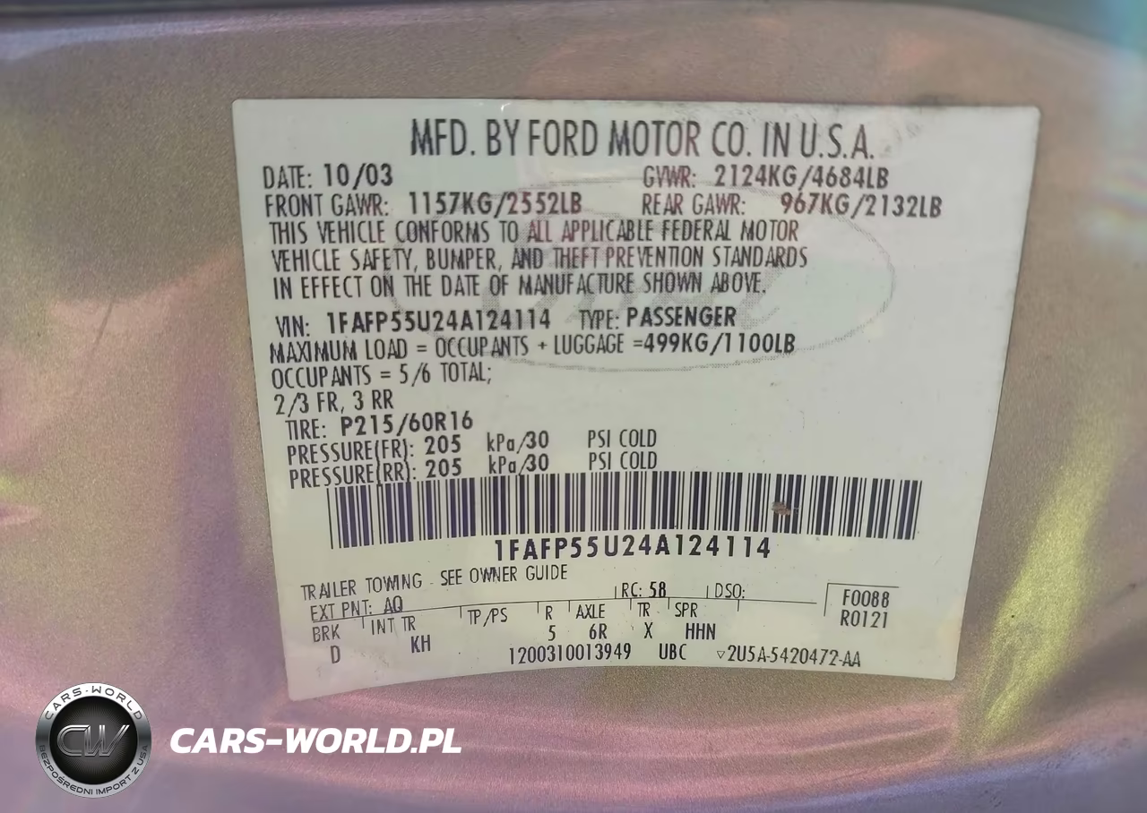 2004 Ford Taurus Ses VIN:1FAFP55U24A124114 - 9