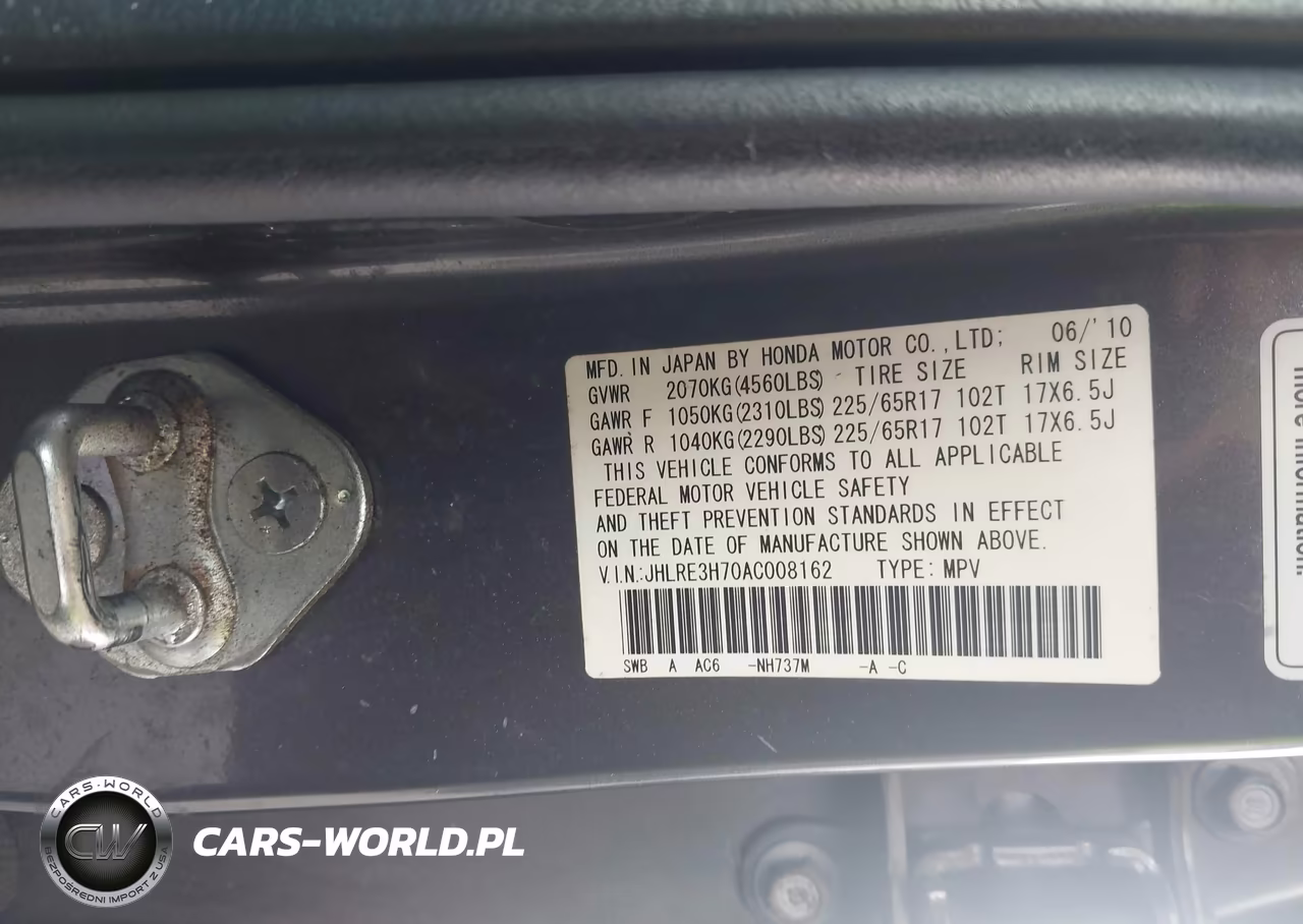 2010 Honda Cr-V Ex-L VIN:JHLRE3H70AC008162 - 9
