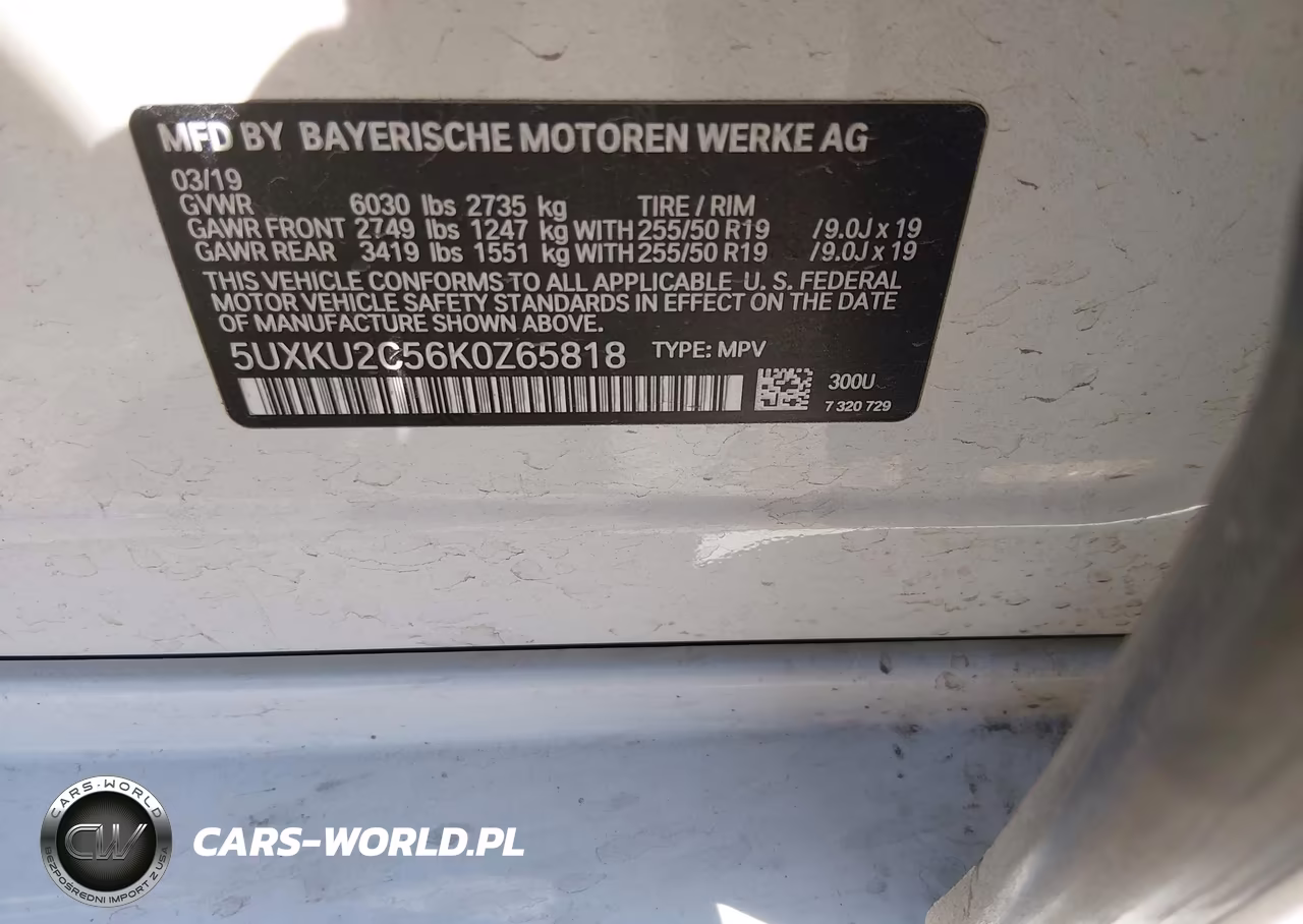 2019 BMW X6 xDrive35I VIN:5UXKU2C56K0Z65818 - 9