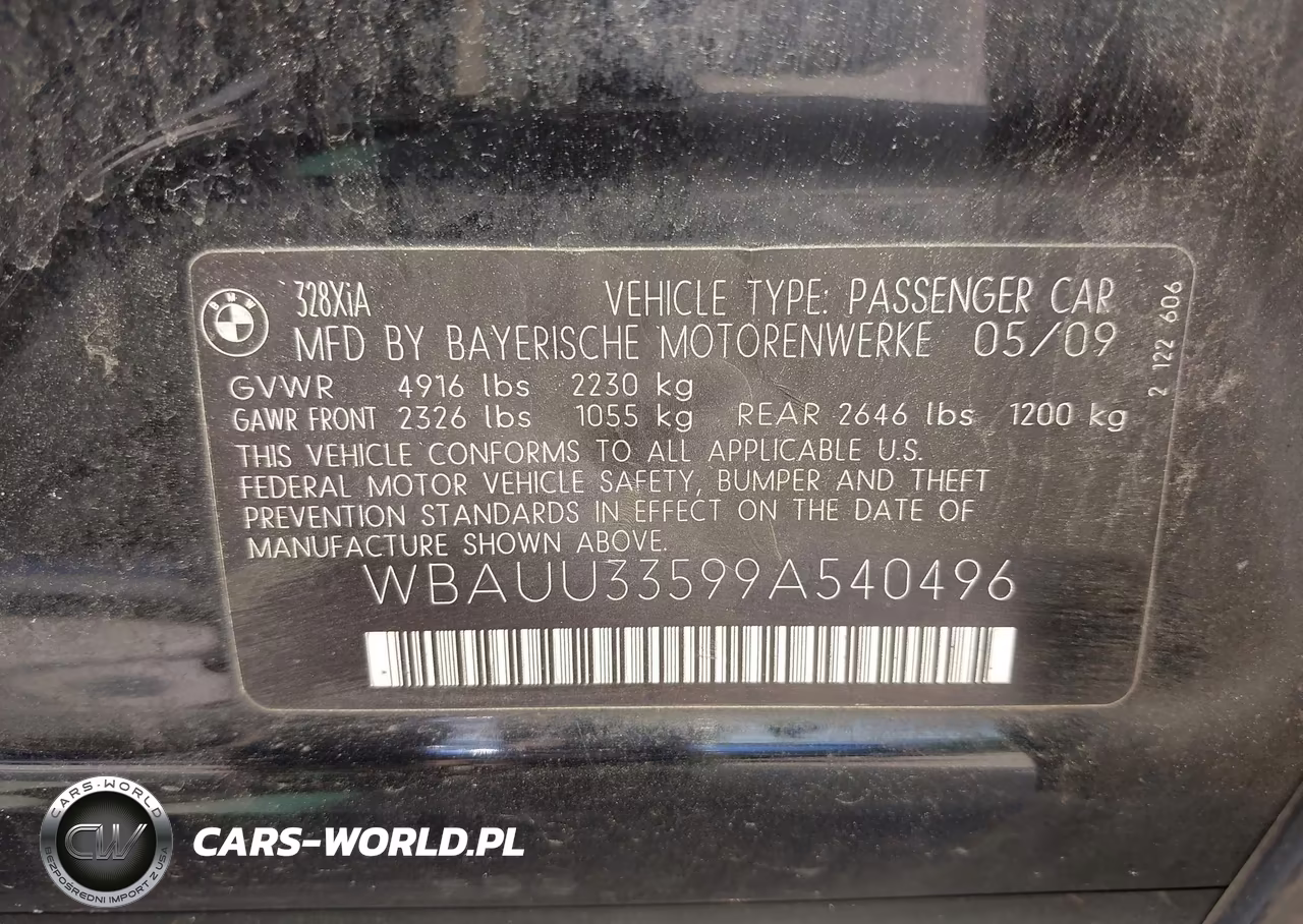 2009 BMW 328I xDrive VIN:WBAUU33599A540496 - 9