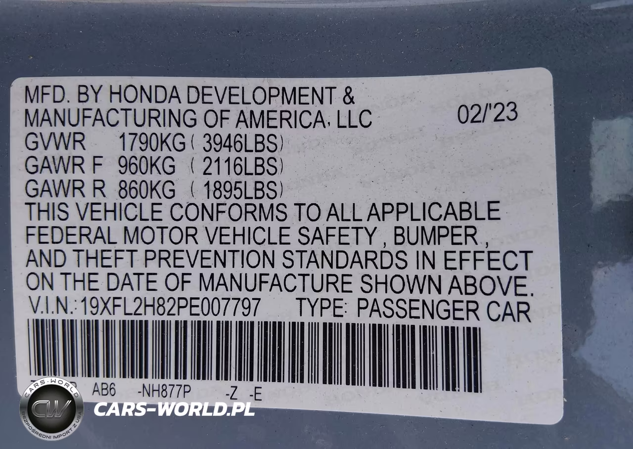 2023 Honda Civic Sport VIN:19XFL2H82PE007797 - 9