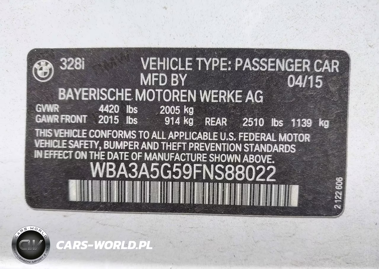2015 BMW 328I VIN:WBA3A5G59FNS88022 - 9