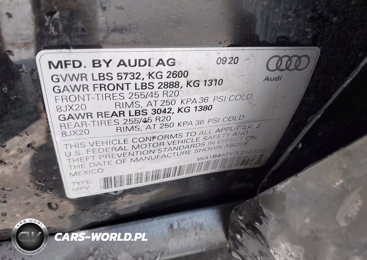 2020 Audi Sq5 Premium Plus Tfsi Quattro Tiptronic VIN:WA1B4AFY7L2123202 - 9