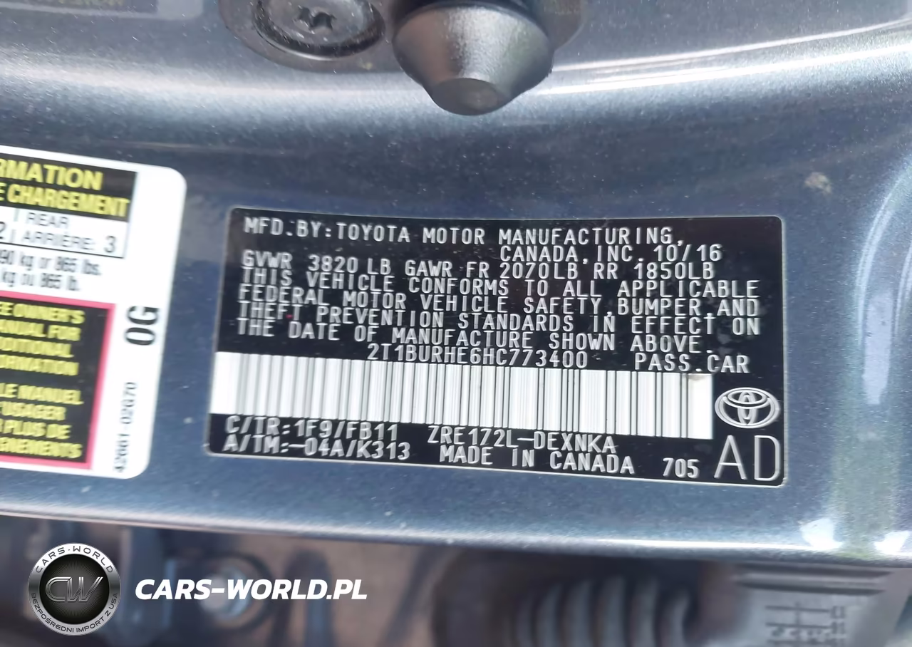 2017 Toyota Corolla Le VIN:2T1BURHE6HC773400 - 9
