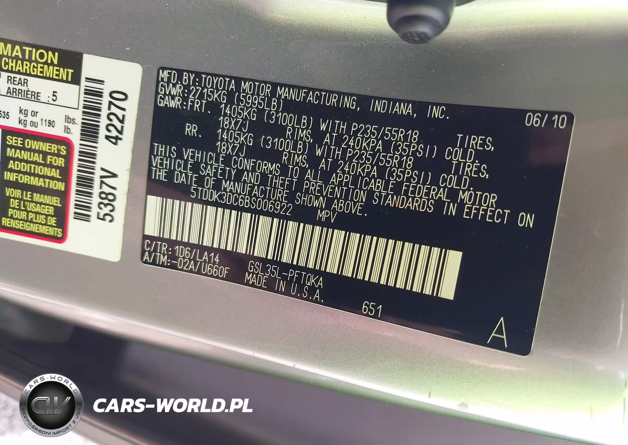 2011 Toyota Sienna Limited VIN:5TDDK3DC6BS006922 - 9
