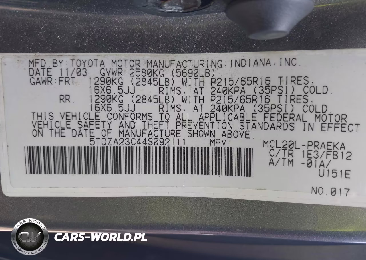 2004 Toyota Sienna Le VIN:5TDZA23C44S092111 - 9