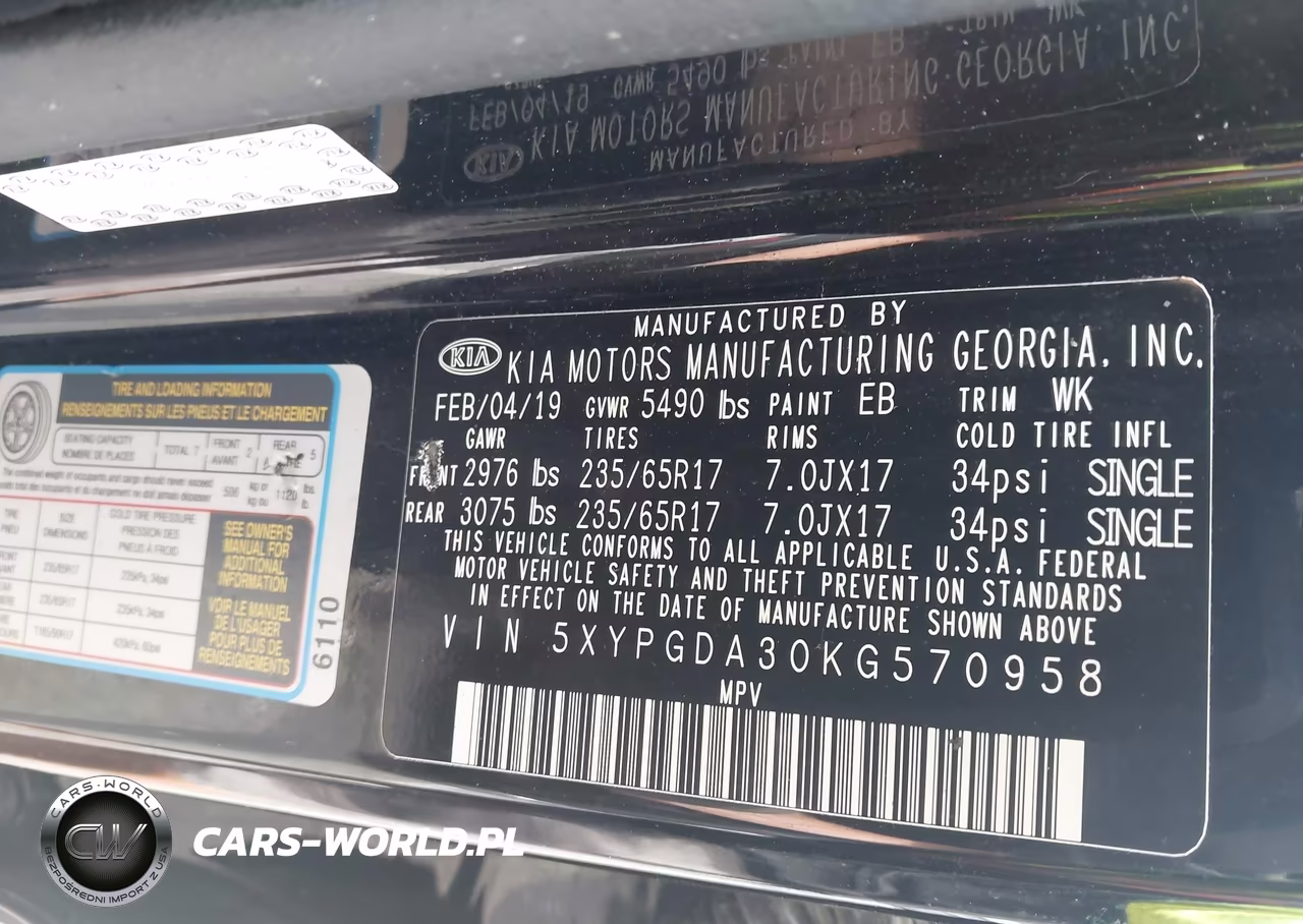 2019 Kia Sorento 2.4L Lx VIN:5XYPGDA30KG570958 - 9