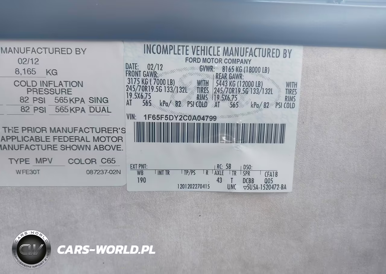 2012 Ford F53 VIN:1F65F5DY2C0A04799 - 9