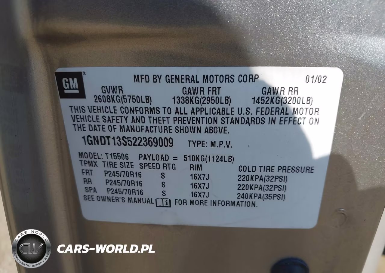 2002 Chevrolet Trailblazer Ls VIN:1GNDT13S522369009 - 9