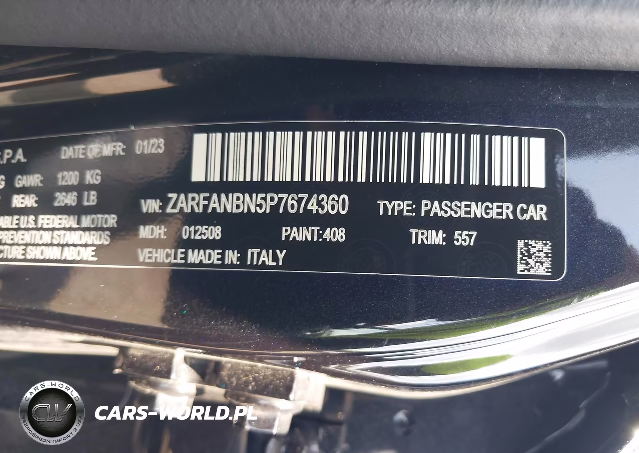 2023 Alfa Romeo Giulia Veloce Awd VIN:ZARFANBN5P7674360 - 9
