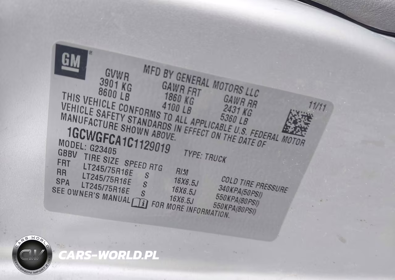2012 Chevrolet Express 2500 Work Van VIN:1GCWGFCA1C1129019 - 9
