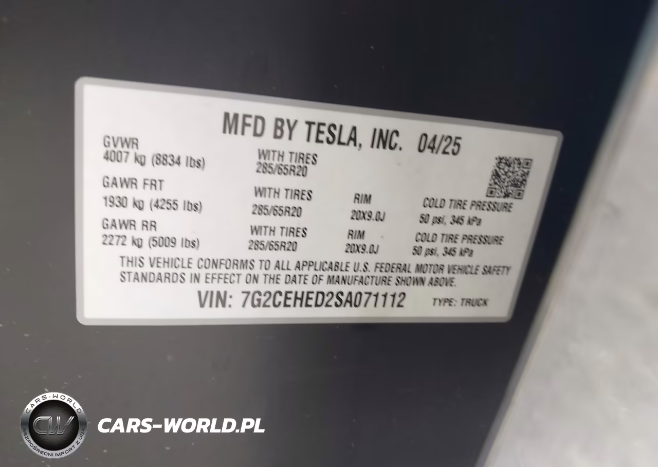 2025 Tesla Cybertruck All-Wheel Drive VIN:7G2CEHED2SA071112 - 9