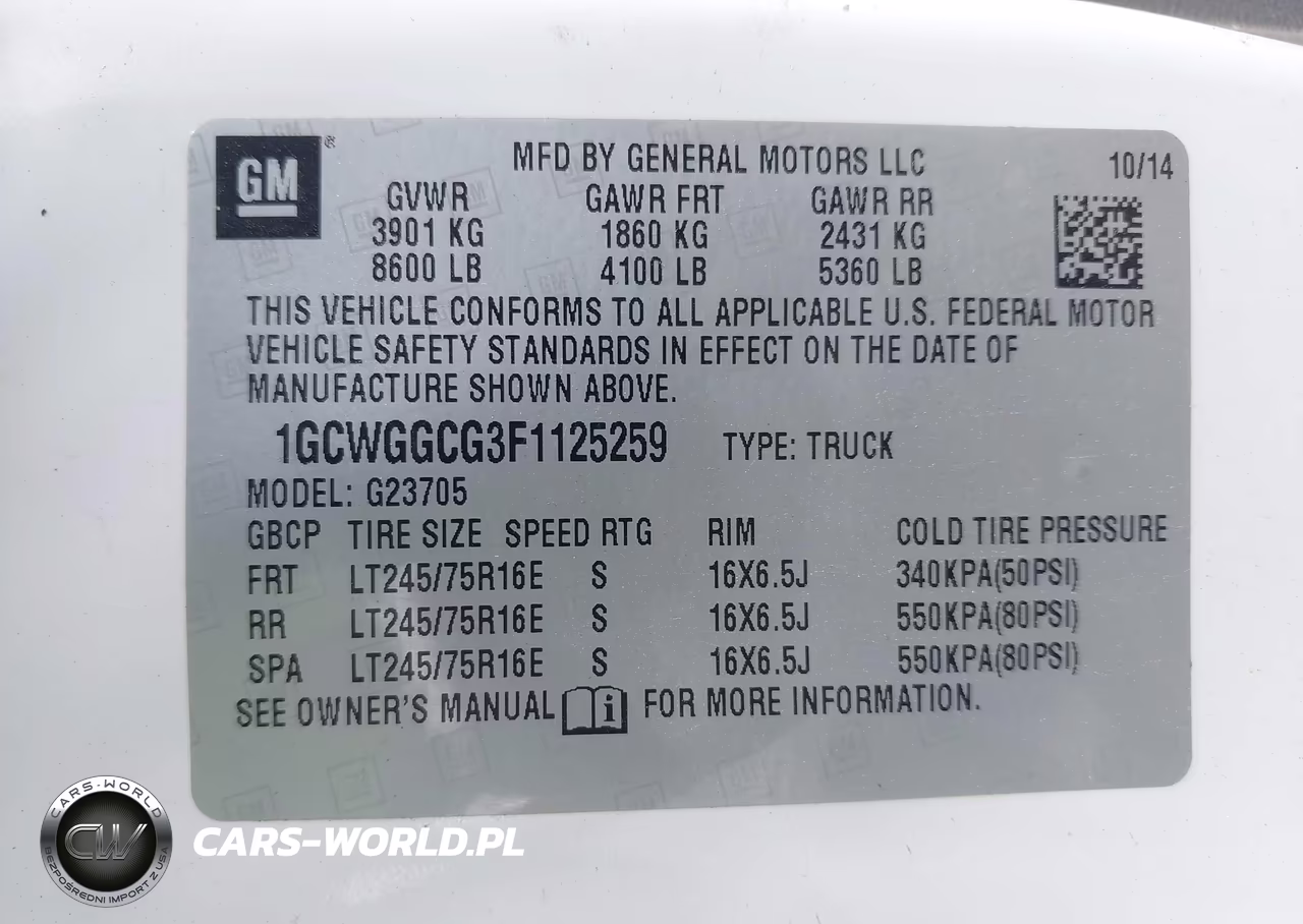 2015 Chevrolet Express 2500 Work Van VIN:1GCWGGCG3F1125259 - 9