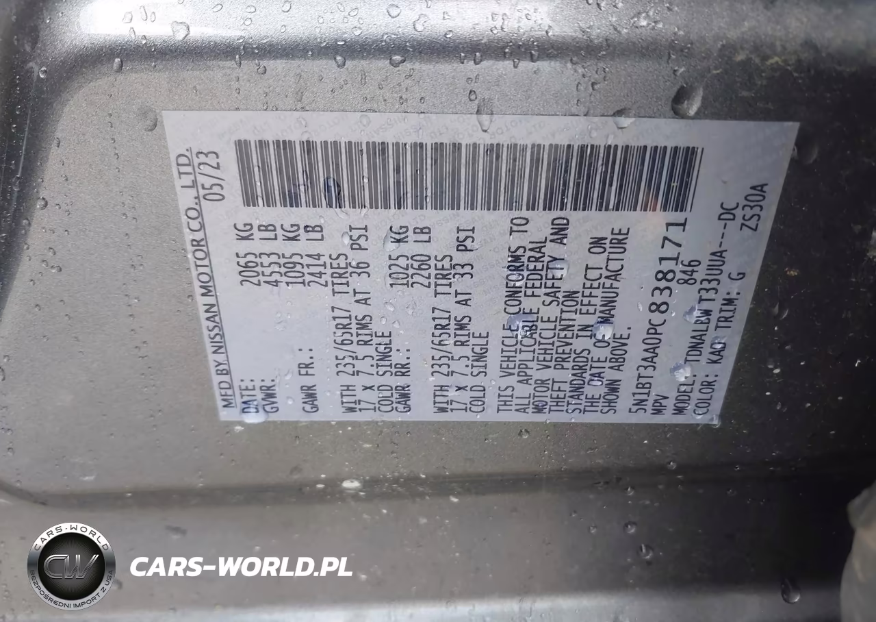 2023 Nissan Rogue S Fwd VIN:5N1BT3AA0PC838171 - 9