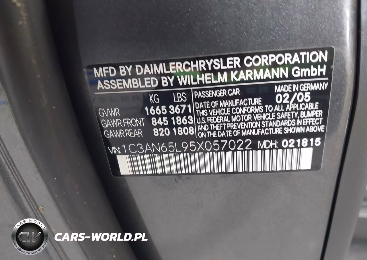 2005 Chrysler Crossfire Limited VIN:1C3AN65L95X057022 - 9