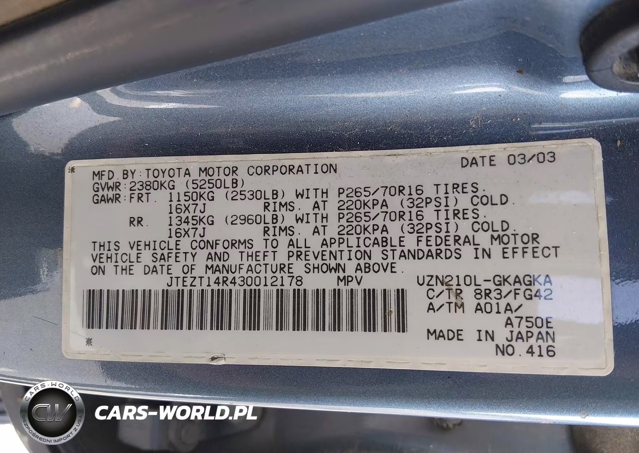 2003 Toyota 4Runner Sr5 V8 VIN:JTEZT14R430012178 - 9