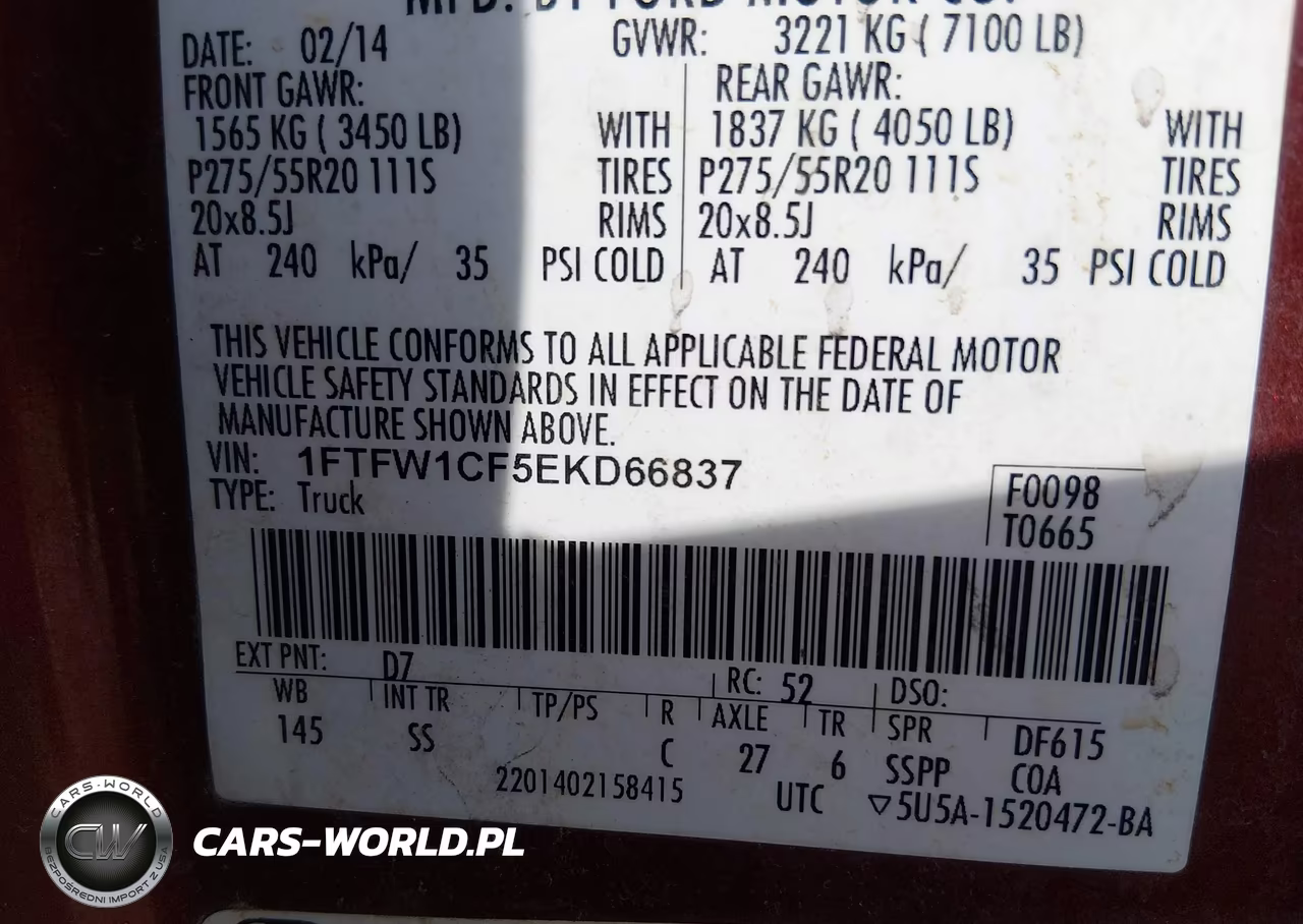 2014 Ford F-150 Stx VIN:1FTFW1CF5EKD66837 - 9
