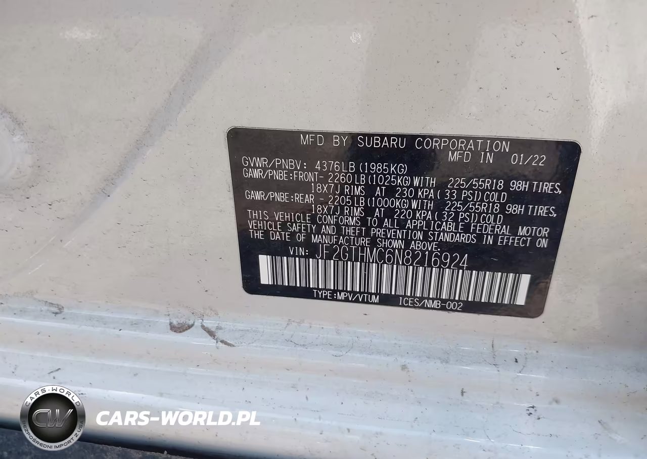 2022 Subaru Crosstrek Limited VIN:JF2GTHMC6N8216924 - 9