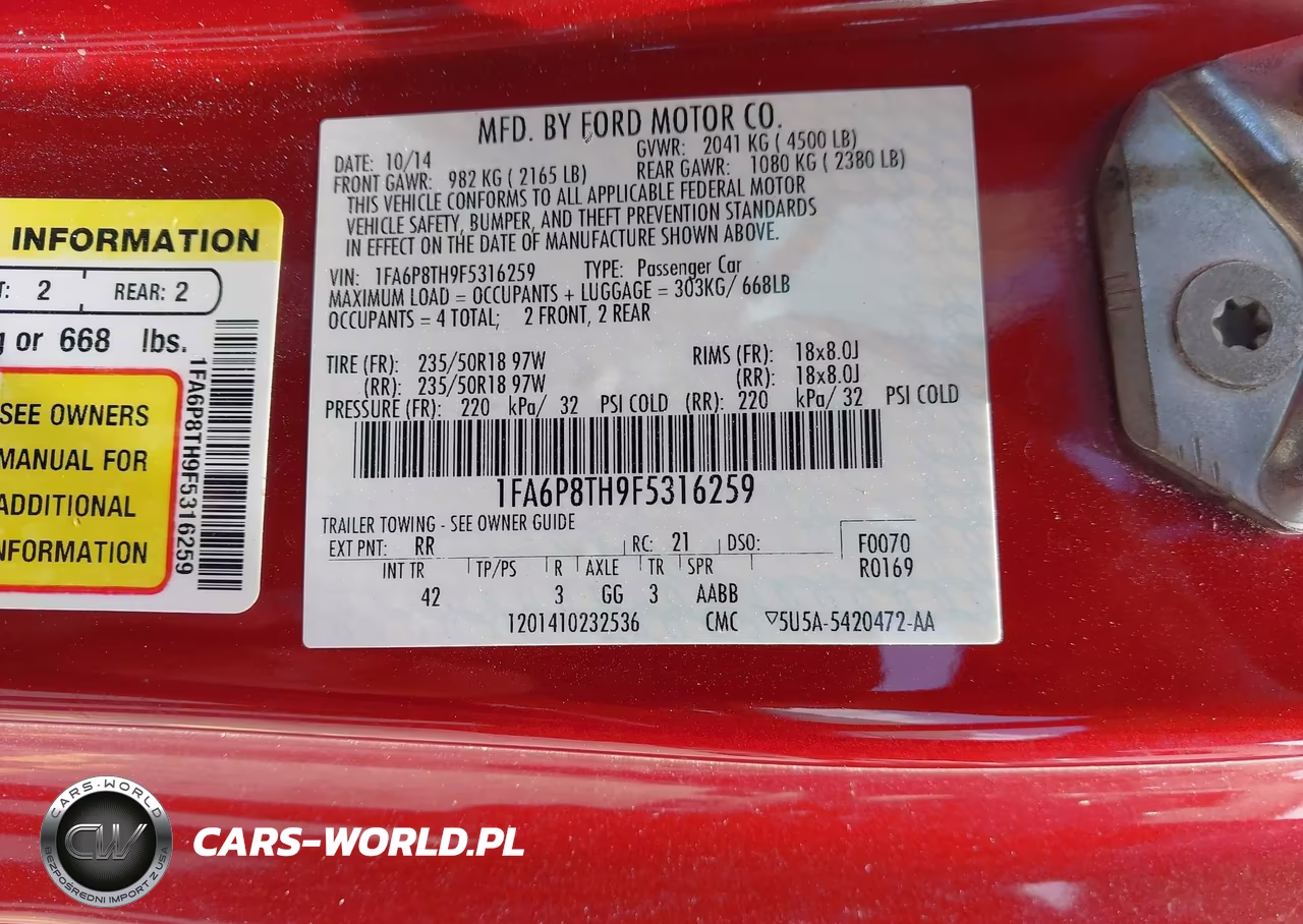 2015 Ford Mustang Ecoboost VIN:1FA6P8TH9F5316259 - 9