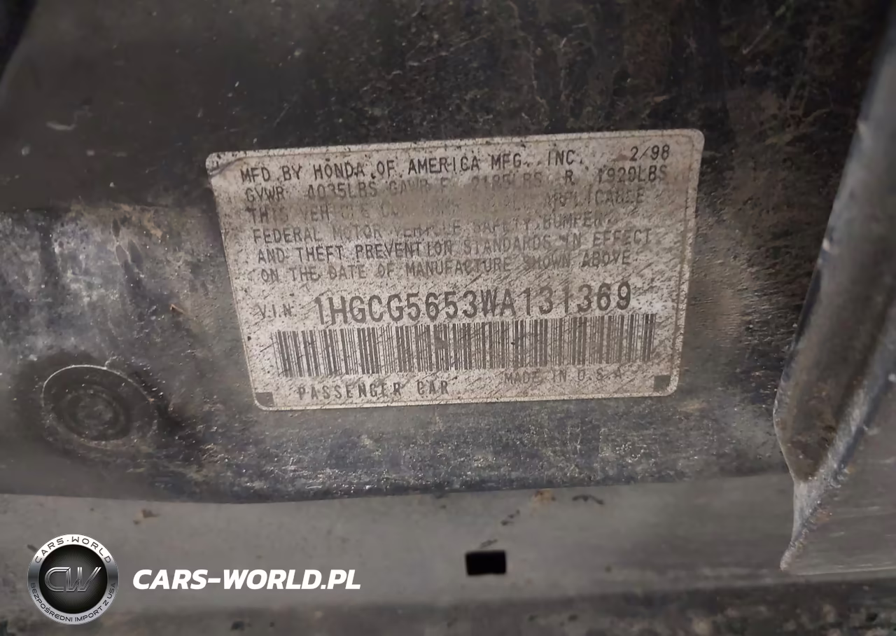 1998 Honda Accord Ex VIN:1HGCG5653WA131369 - 9