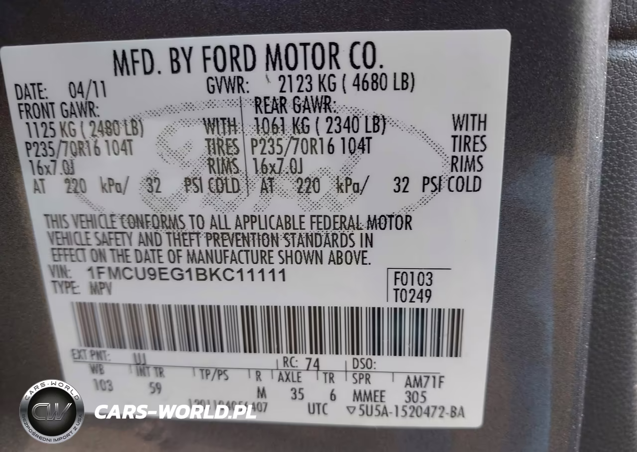 2011 Ford Escape Limited VIN:1FMCU9EG1BKC11111 - 9